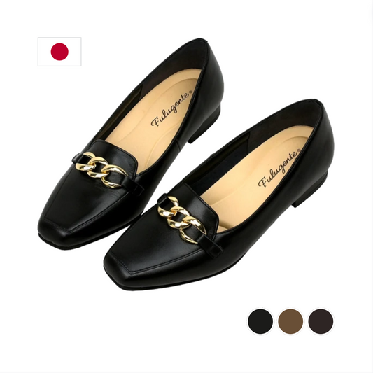 Comfortable Real Leather Non Slip Loafers with 2cm Low Heels (Japanese Craftsmanship)