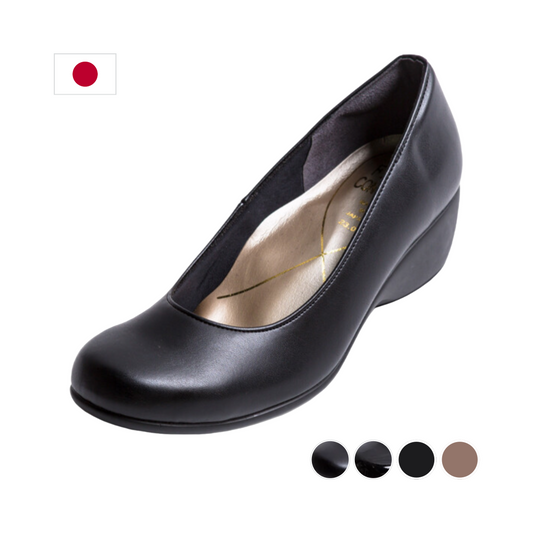 Comfortable Water Resistant Basic Work Shoes With 4cm Mid Heels (Japanese Craftsmanship)