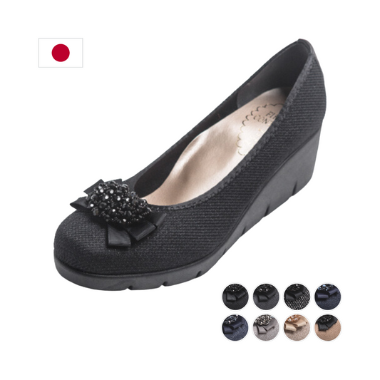 Comfortable Non Slip Beaded Wedding or Work Shoes With 5cm Mid Heels (Japanese Craftsmanship)